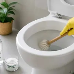Nettoyage des toilettes avec du vinaigre blanc et du bicarbonate de soude. L'acide citrique est un excellent détartrant naturel pour les WC.