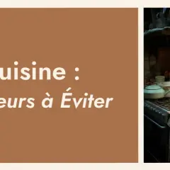 Cuisine : 5 erreurs à éviter. Une cuisine ouverte désordonnée avec des ustensiles et des ingrédients.