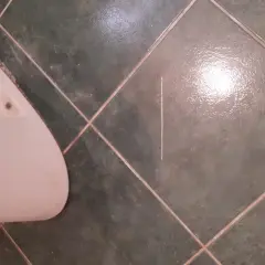 Carrelage rayé près des toilettes. Que faire pour effacer cette rayure ?