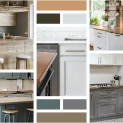 Inspiration pour faire une cuisine avec des vieux meubles. Ambiance rustique et chaleureuse avec des bois bruts et des couleurs douces.