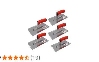 Ensemble de 5 truelles à dents pour carrelage 60x60. Idéal pour une pose uniforme de colle.