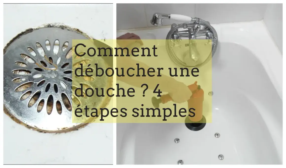 Comment déboucher une douche ? Un siphon obstrué et une ventouse orange prête à l'action.