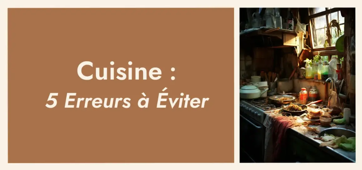 Cuisine : 5 erreurs à éviter. Une cuisine ouverte désordonnée avec des ustensiles et des ingrédients.
