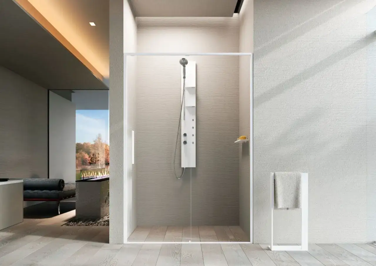 Colonne de douche moderne avec jets massants. Id&eacute;al pour savoir comment choisir sa colonne de douche.