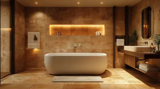 Travertin en salle de bain - réussir la pose murale