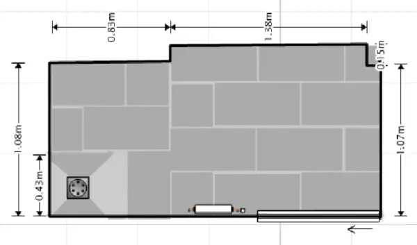 Plan de salle de bain avec dimensions. Pour carreler une salle de bain par où commencer ? Ce schéma montre l'agencement et les mesures.