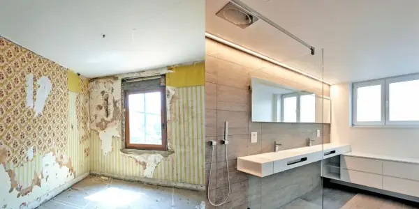 Avant/après : une salle de bain délabrée transformée en espace moderne. Quel budget pour refaire une salle de bain ?