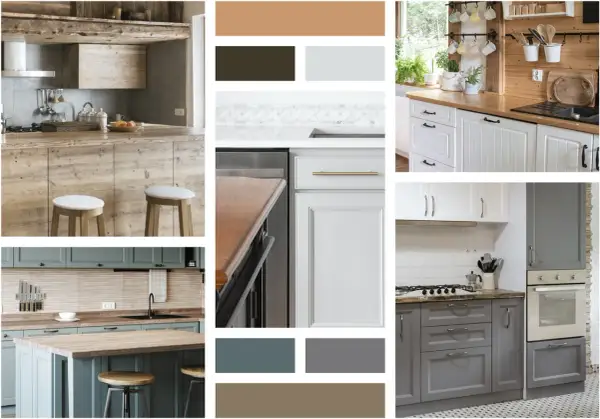 Inspiration pour faire une cuisine avec des vieux meubles. Ambiance rustique et chaleureuse avec des bois bruts et des couleurs douces.